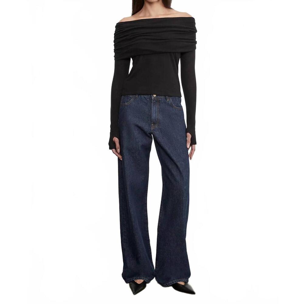 NEW ENZA COSTA cashmere off shoulder top in black